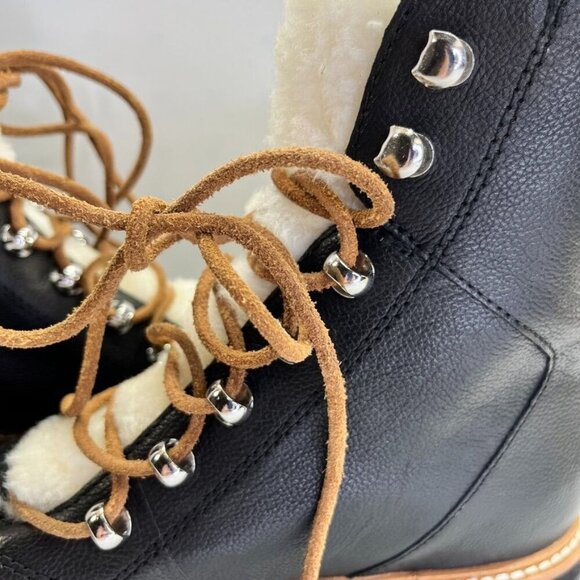 Marc Fisher LTD Izzie Shearling-Lined Leather Work Boots SIze 9.5 M Black - Picture 7 of 16